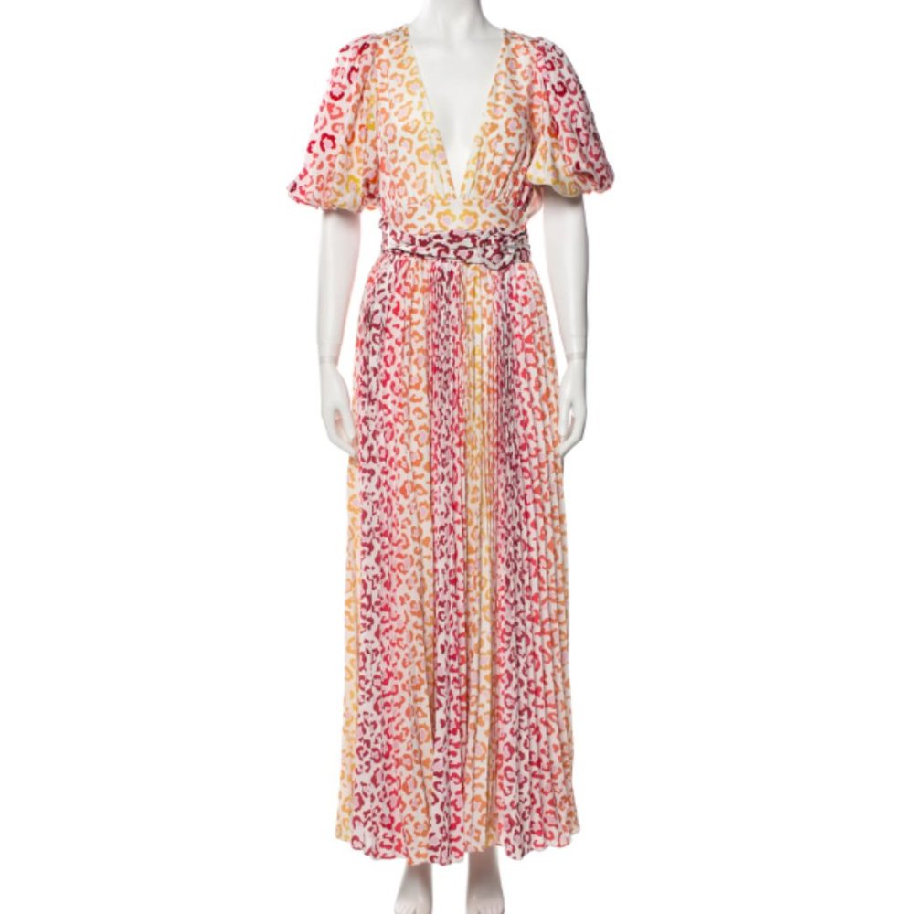 ROCOCO SAND Avana Leopard Print Puff-sleeve Maxi Dress In Orange
